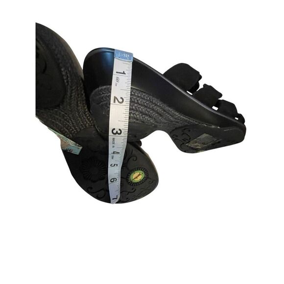 Jambu Romance Black Leather Memory Foam Wedge Sandals Size 9 - Picture 6 of 11